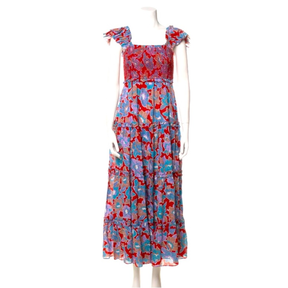 Anthropology Love the label  tiered Frill sleeve maxi dress. Size M.